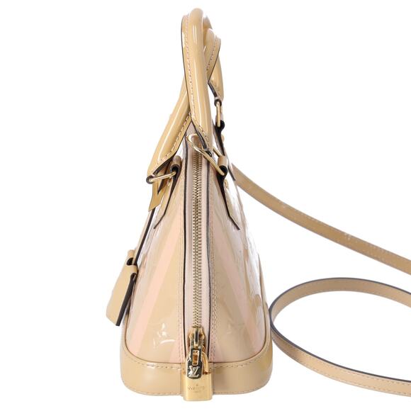 Louis Vuitton Alma BB Monogram Vernis Rayures Handbag Dune Pink Patent Leather - Picture 2 of 9